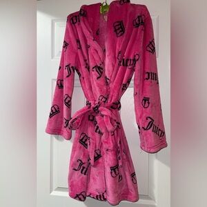 Juicy Couture Bathrobe Robe Sleepwear Hot Pink Crown L/XL Women NWT